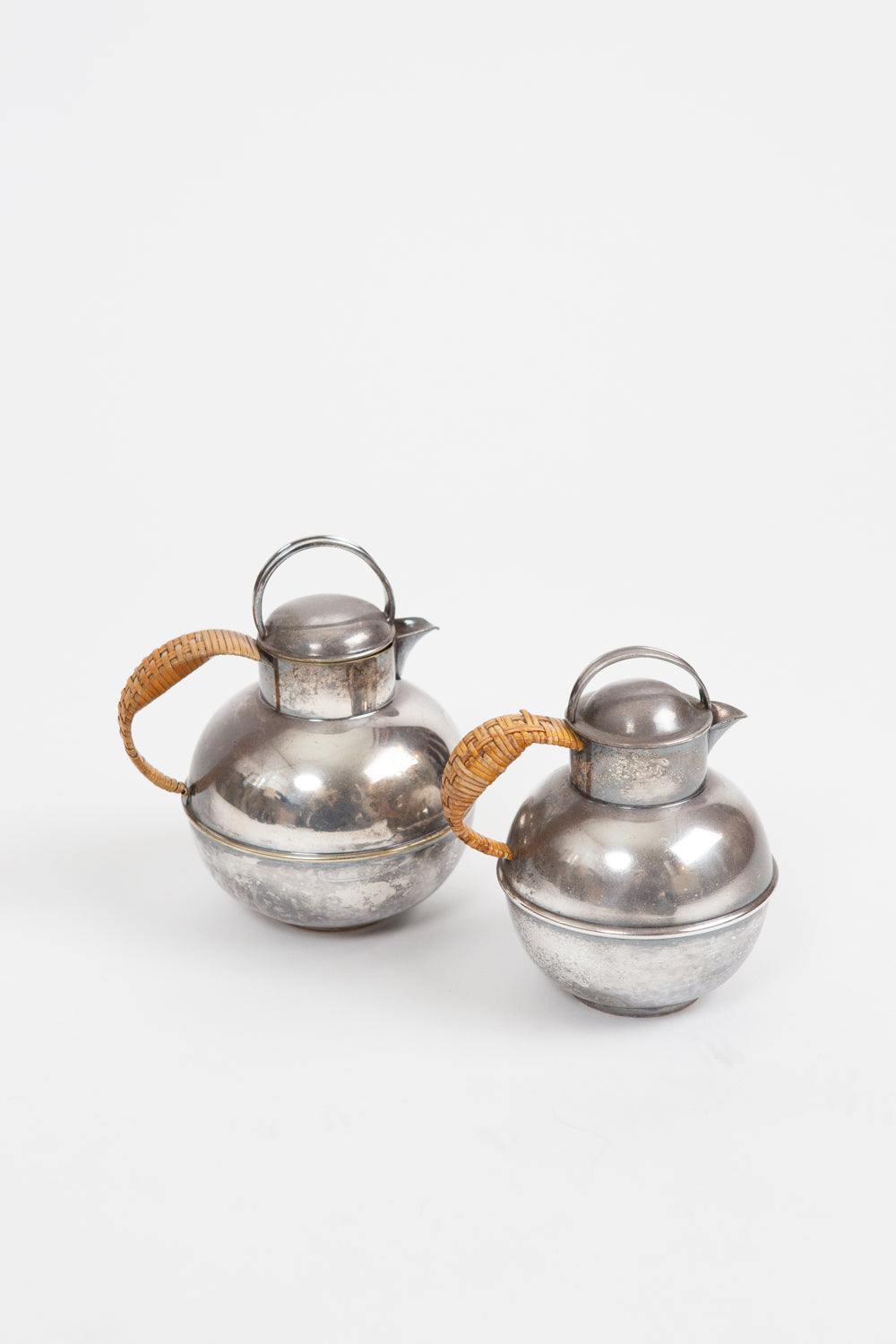 Silver Plate Pitcher with Rattan Handle