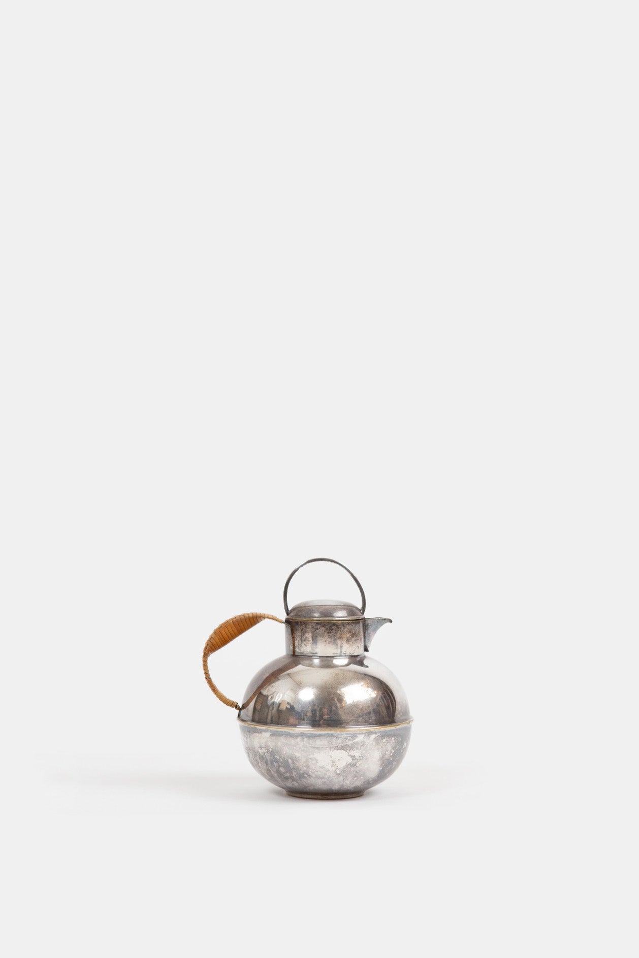 Silver Plate Pitcher with Rattan Handle