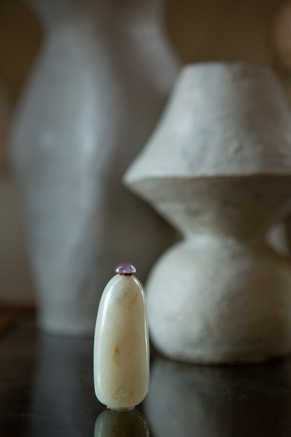 Antique Chinese Celadon and Russet Jade Snuff Bottle