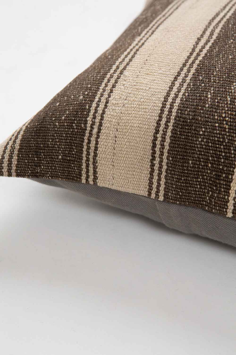 Vintage Turkish Flatweave Throw Pillow in Brown Stripe