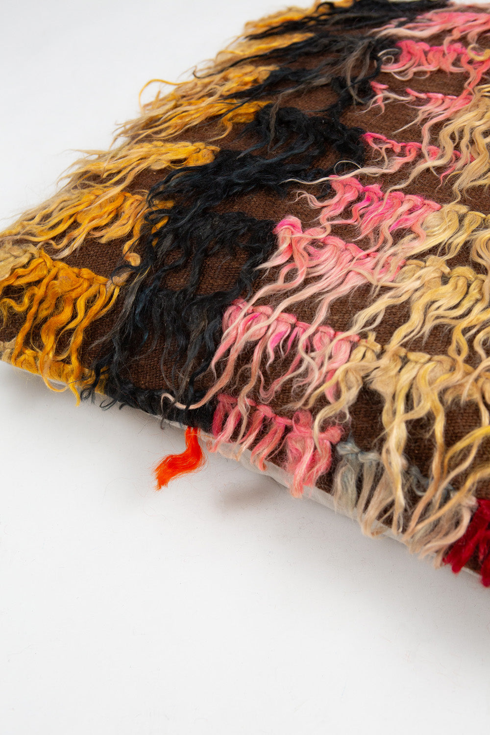 Vintage Turkish Tulu Shag Throw Pillow In Multi