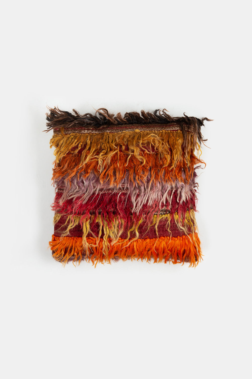 Vintage Turkish Tulu Shag Throw Pillow In Sunset