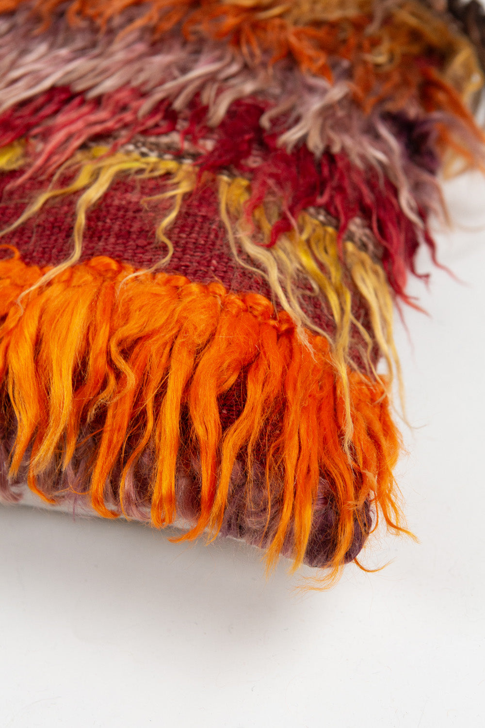 Vintage Turkish Tulu Shag Throw Pillow In Sunset