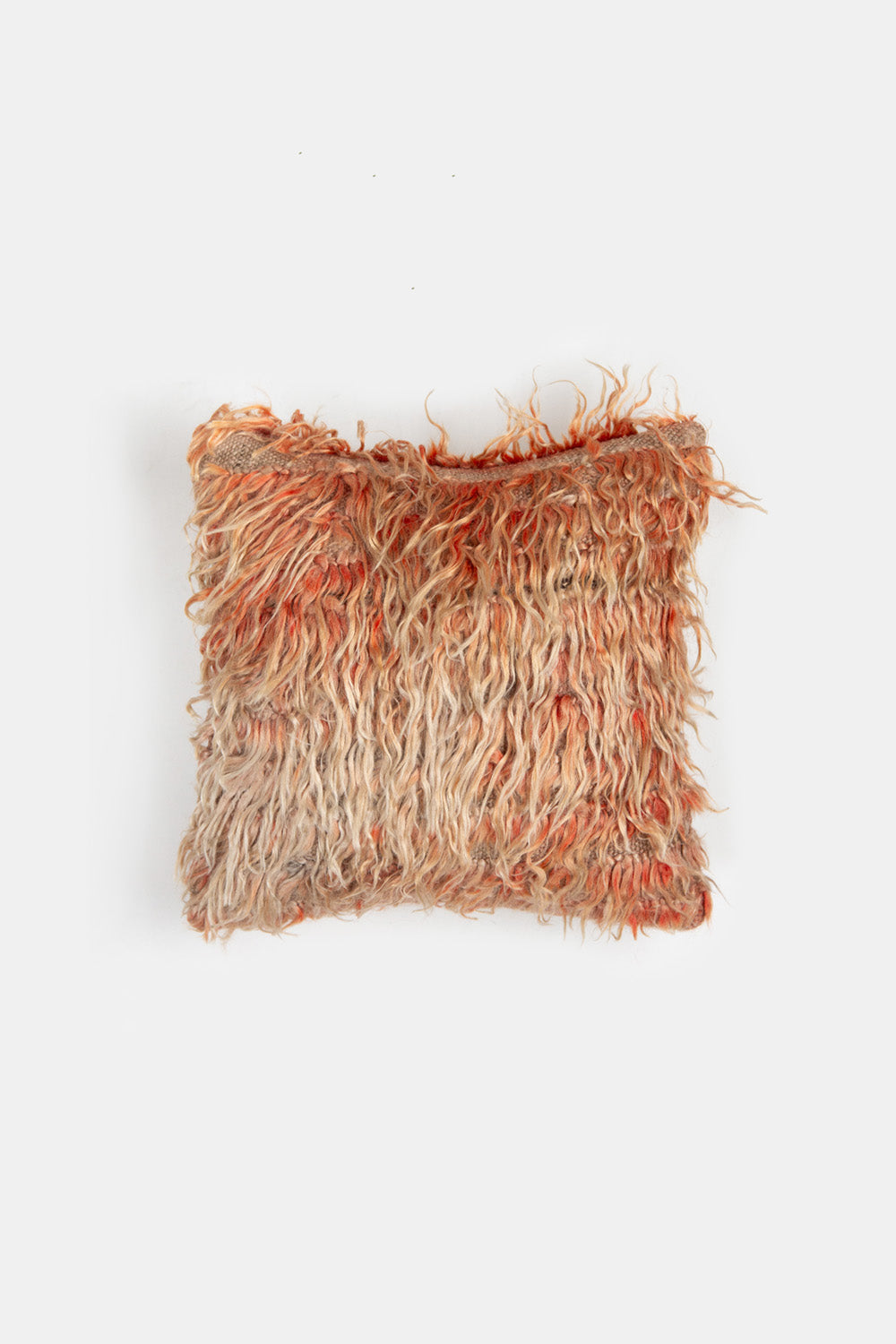 Vintage Turkish Tulu Shag Throw Pillow In Peach
