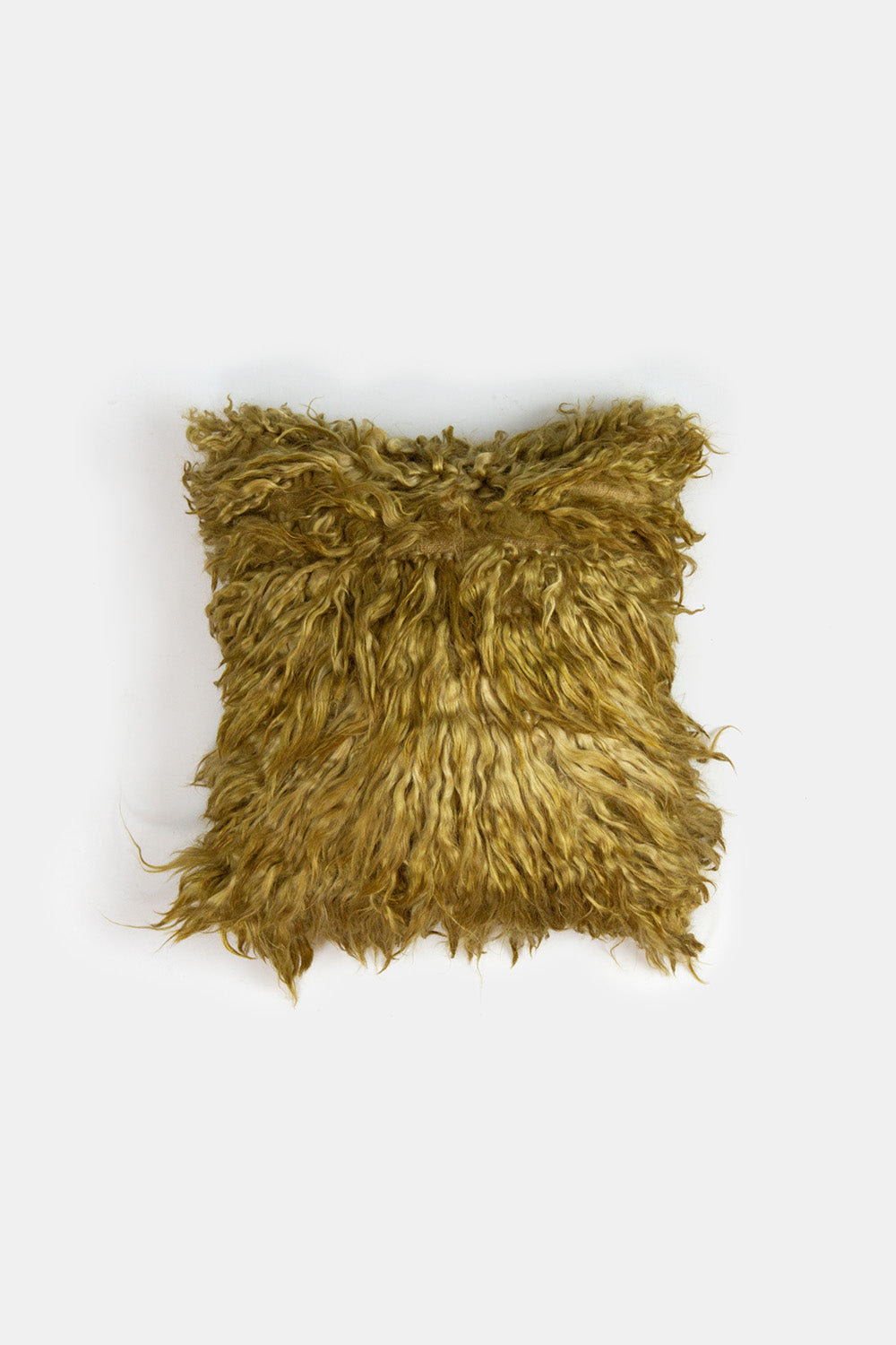 Vintage Turkish Tulu Shag Throw Pillow In Chartreuse