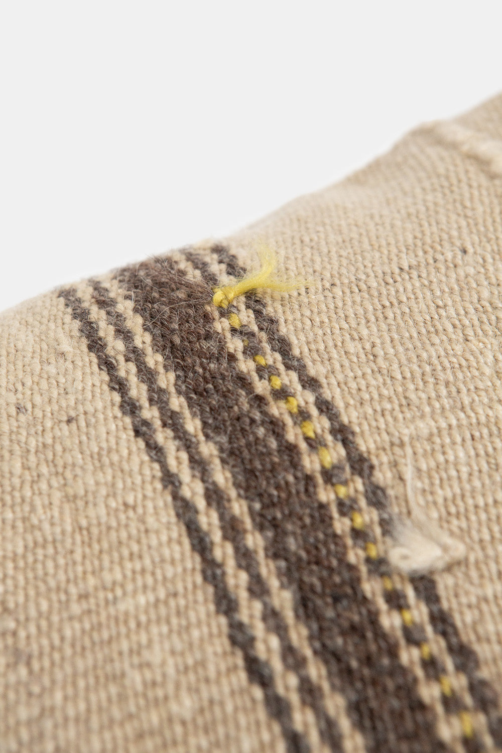 Vintage Turkish Flatweave Throw Pillow In Brown Stripe