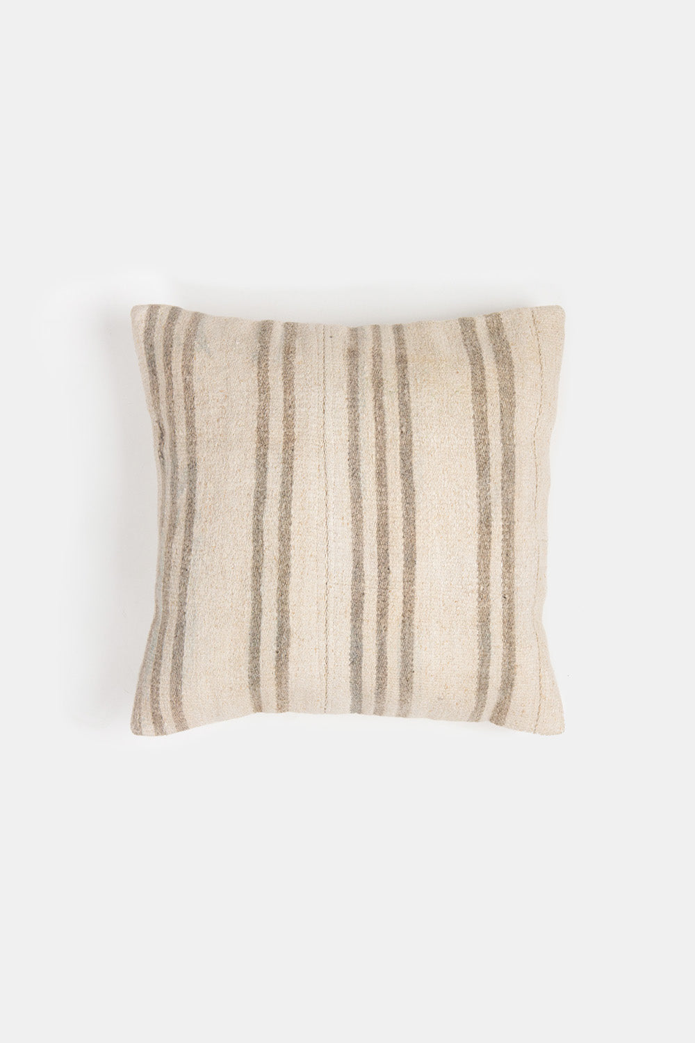 Vintage Turkish Flatweave Throw Pillow In Beige Stripe