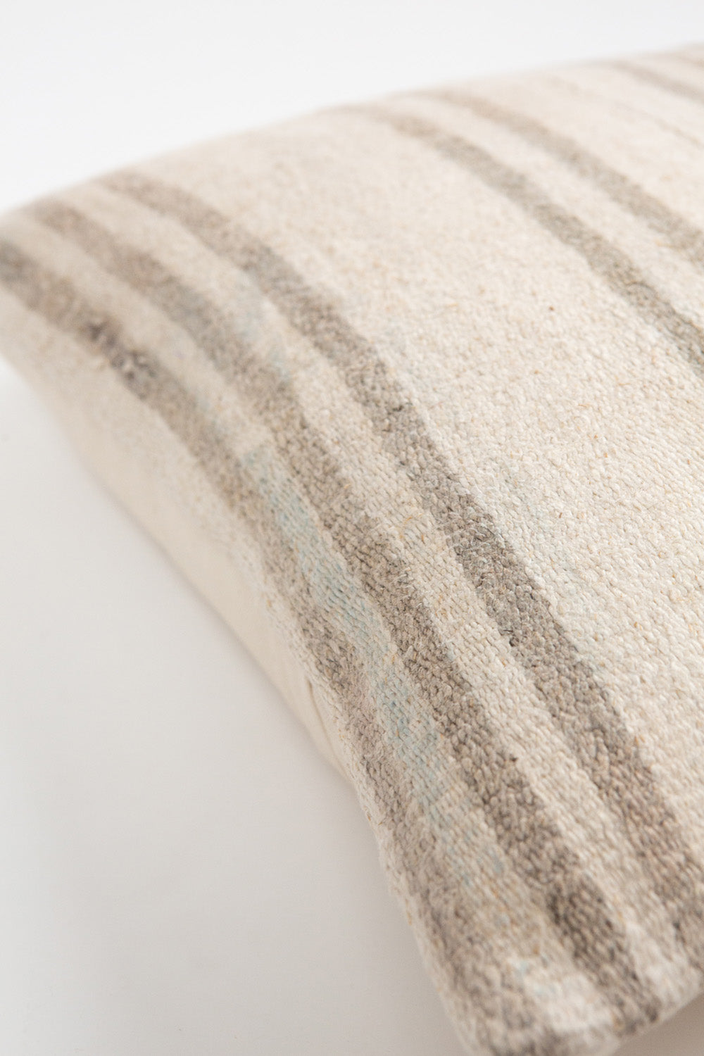 Vintage Turkish Flatweave Throw Pillow In Beige Stripe