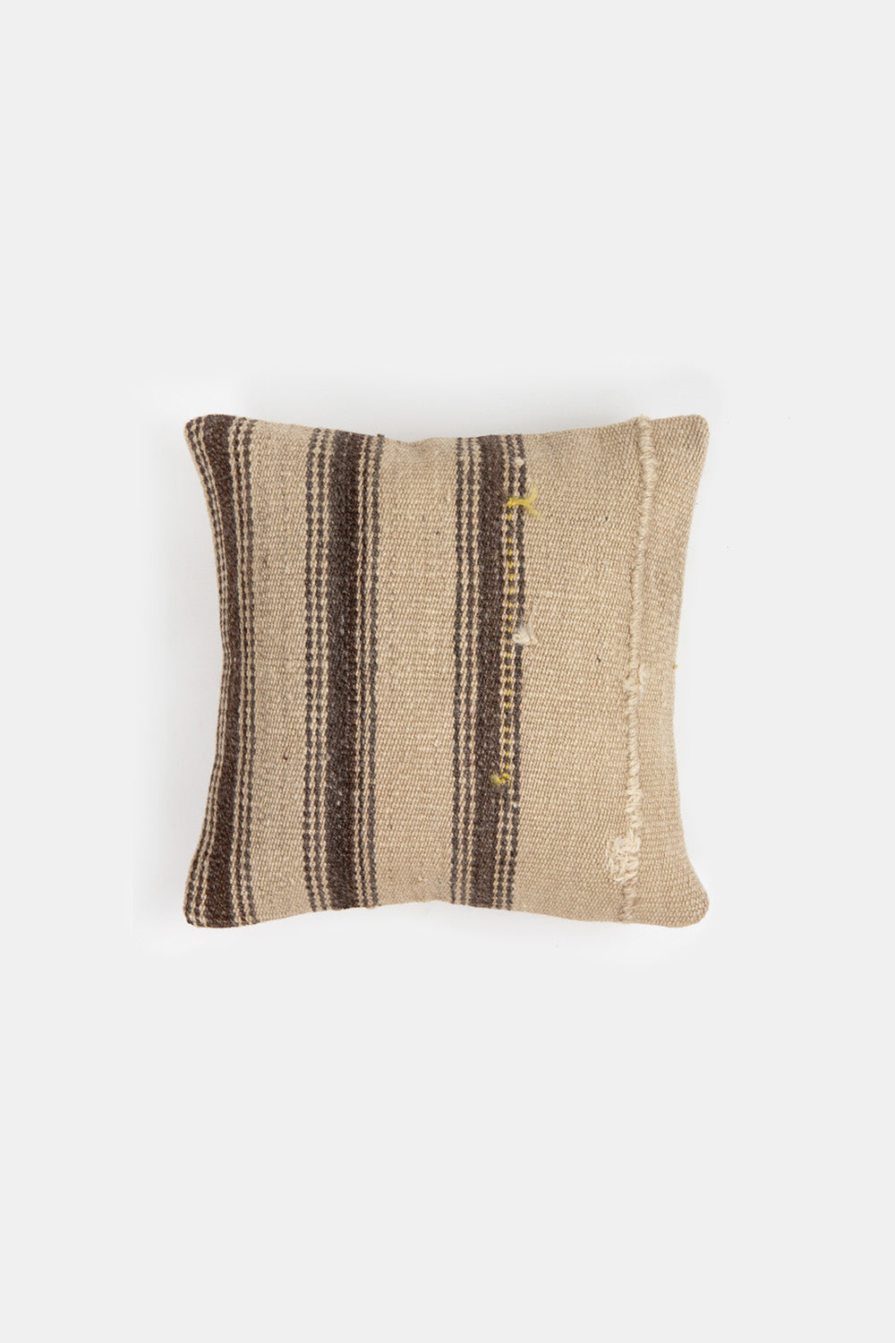 Vintage Turkish Flatweave Throw Pillow In Brown Stripe