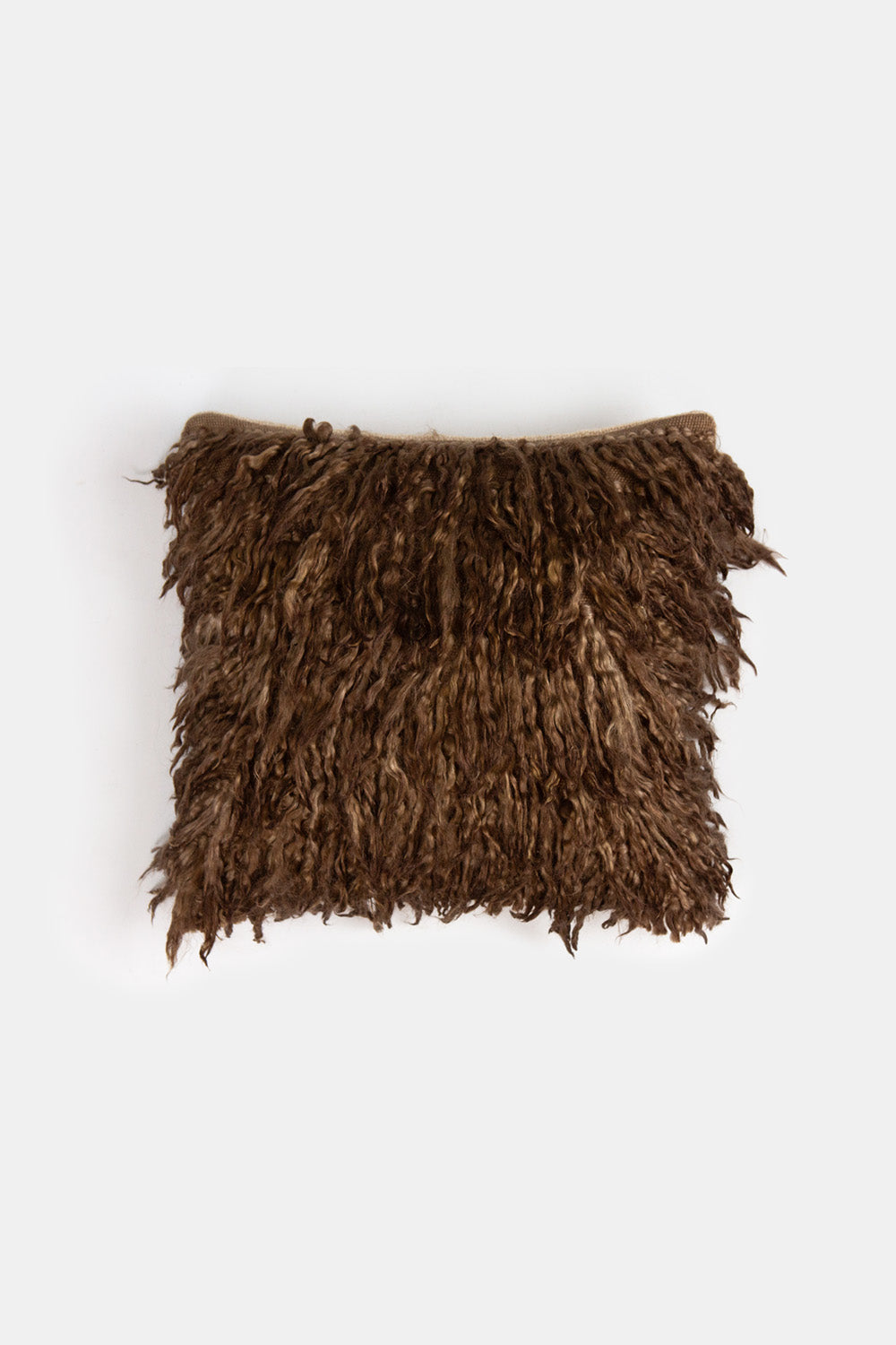 Vintage Turkish Tulu Shag Throw Pillow In Walnut