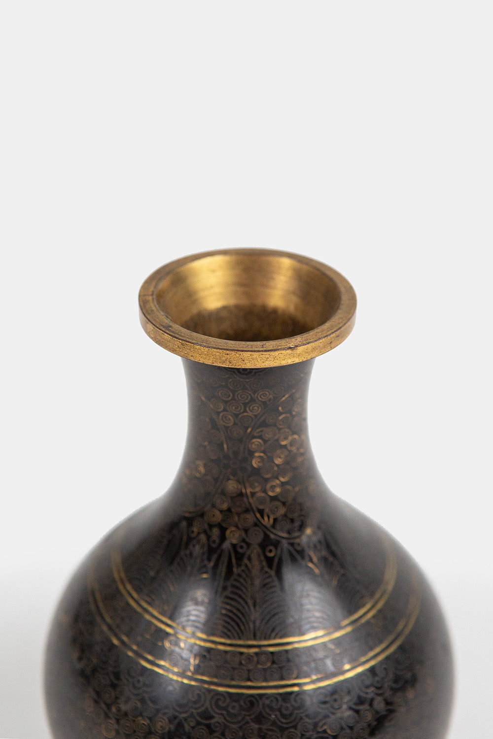 Black and Brass Cloisonné Vase