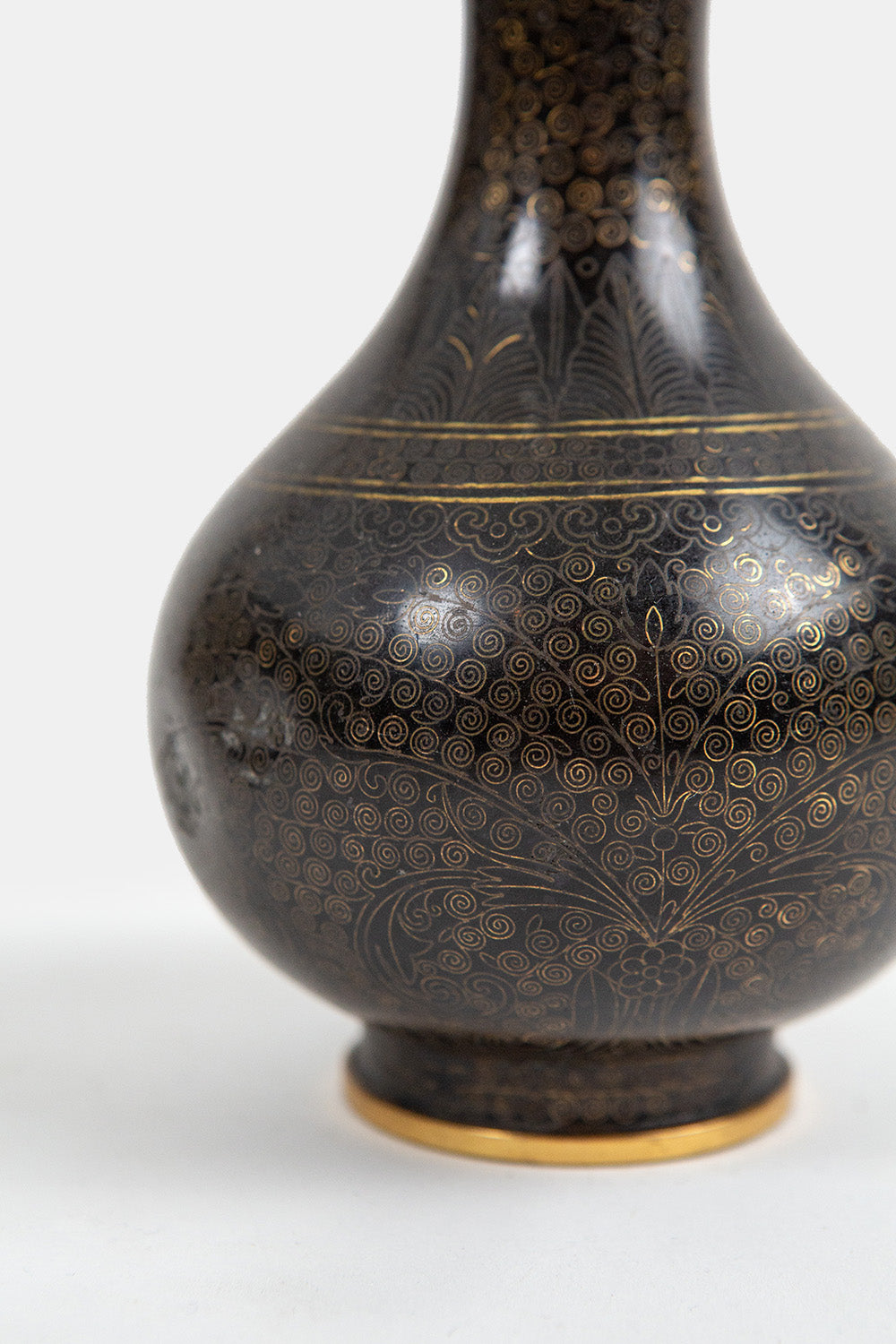 Black and Brass Cloisonné Vase