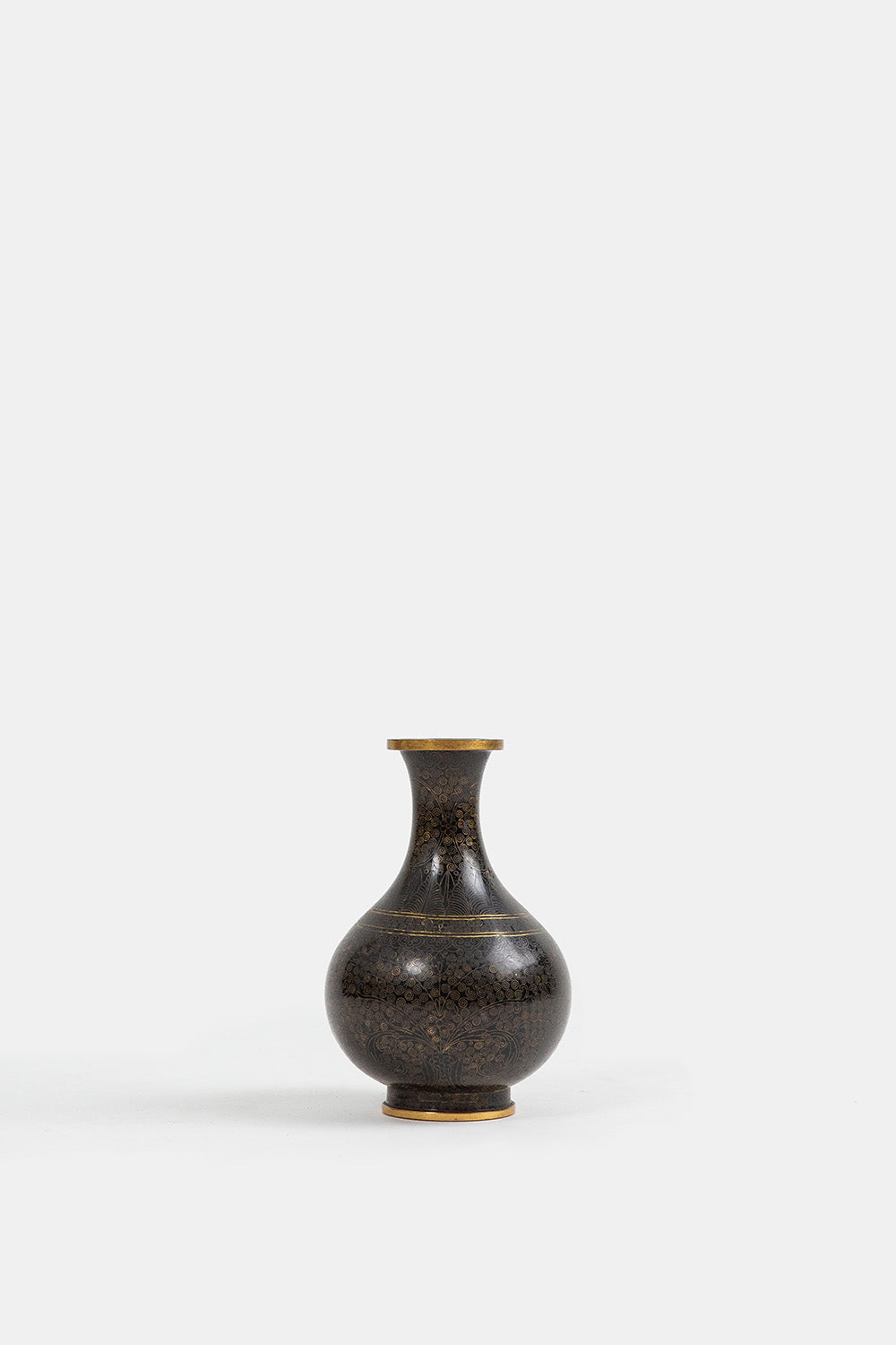 Black and Brass Cloisonné Vase
