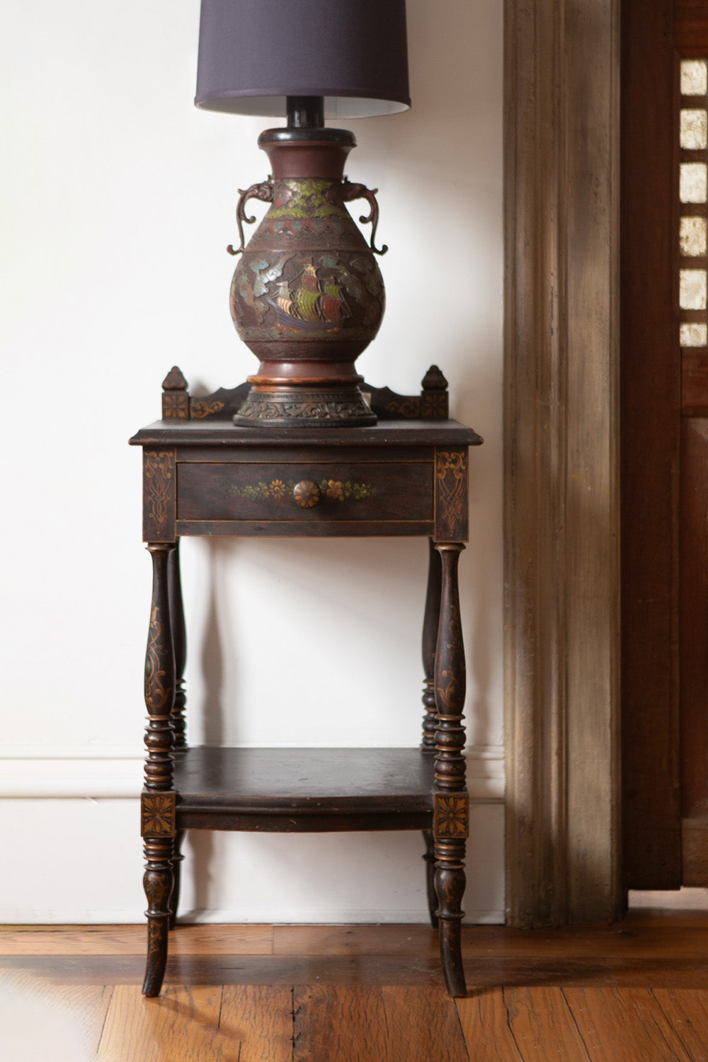 Hand-painted Victorian Bedside Table