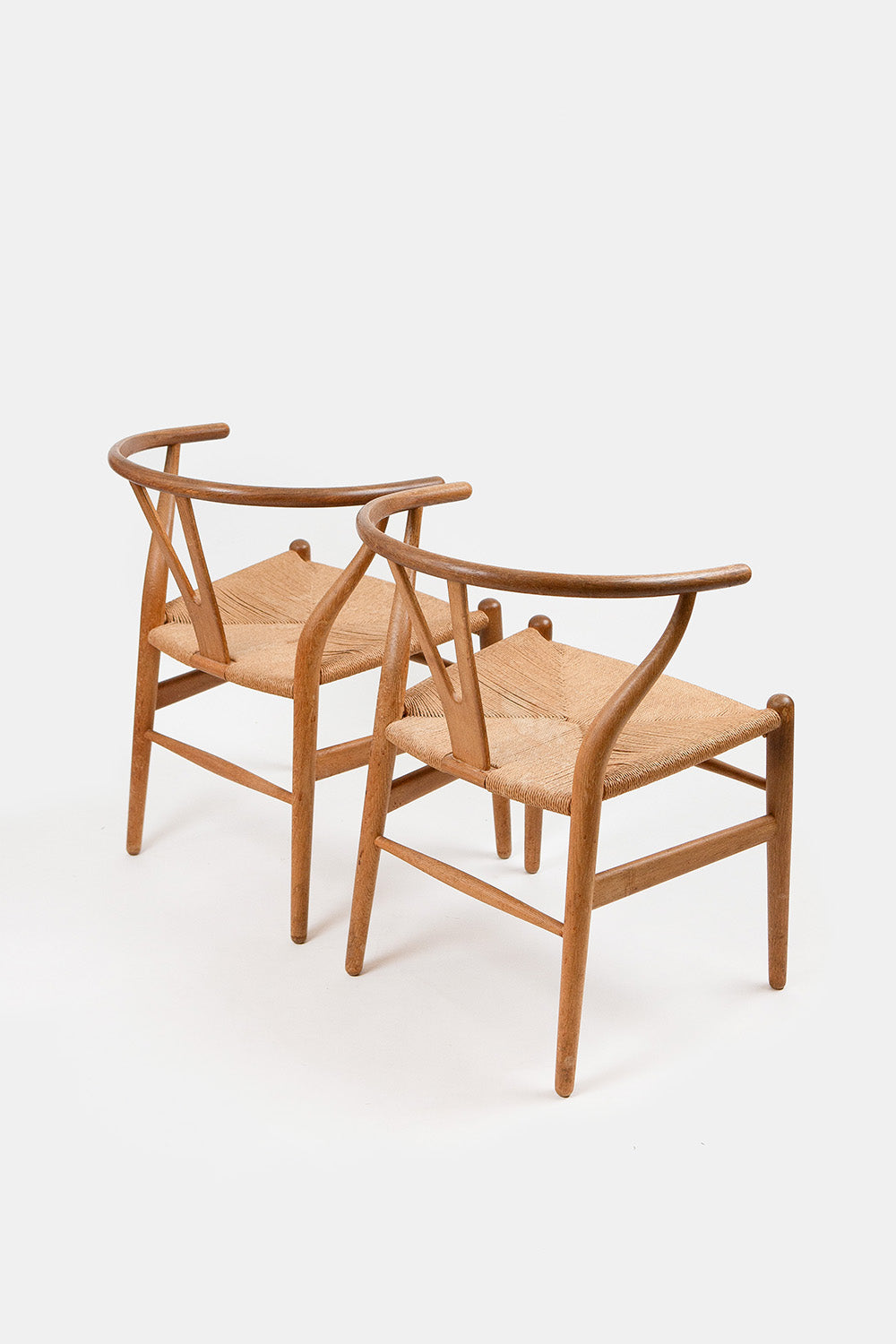 Pair of Hans J. Wegner Wishbone Oak Armchairs