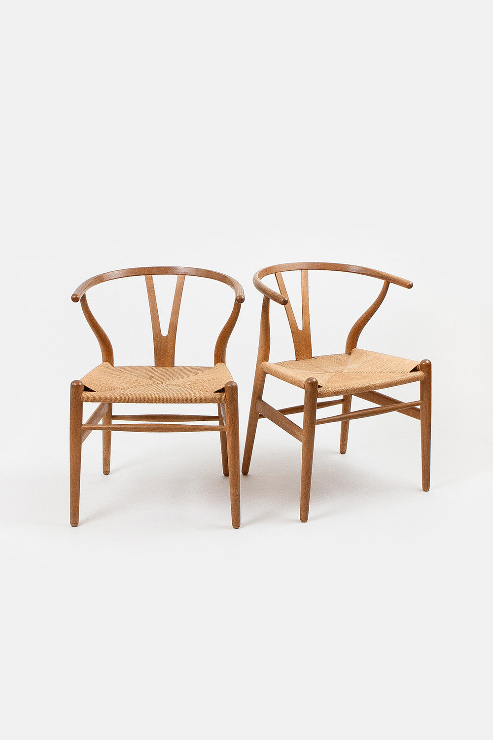 Pair of Hans J. Wegner Wishbone Oak Armchairs