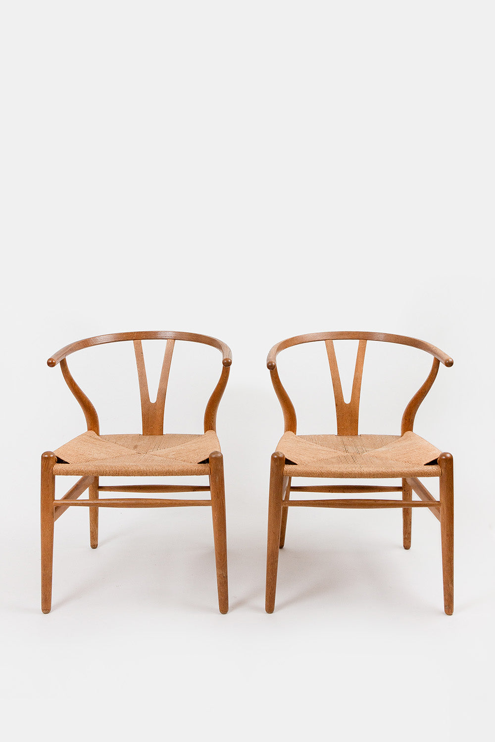 Pair of Hans J. Wegner Wishbone Oak Armchairs