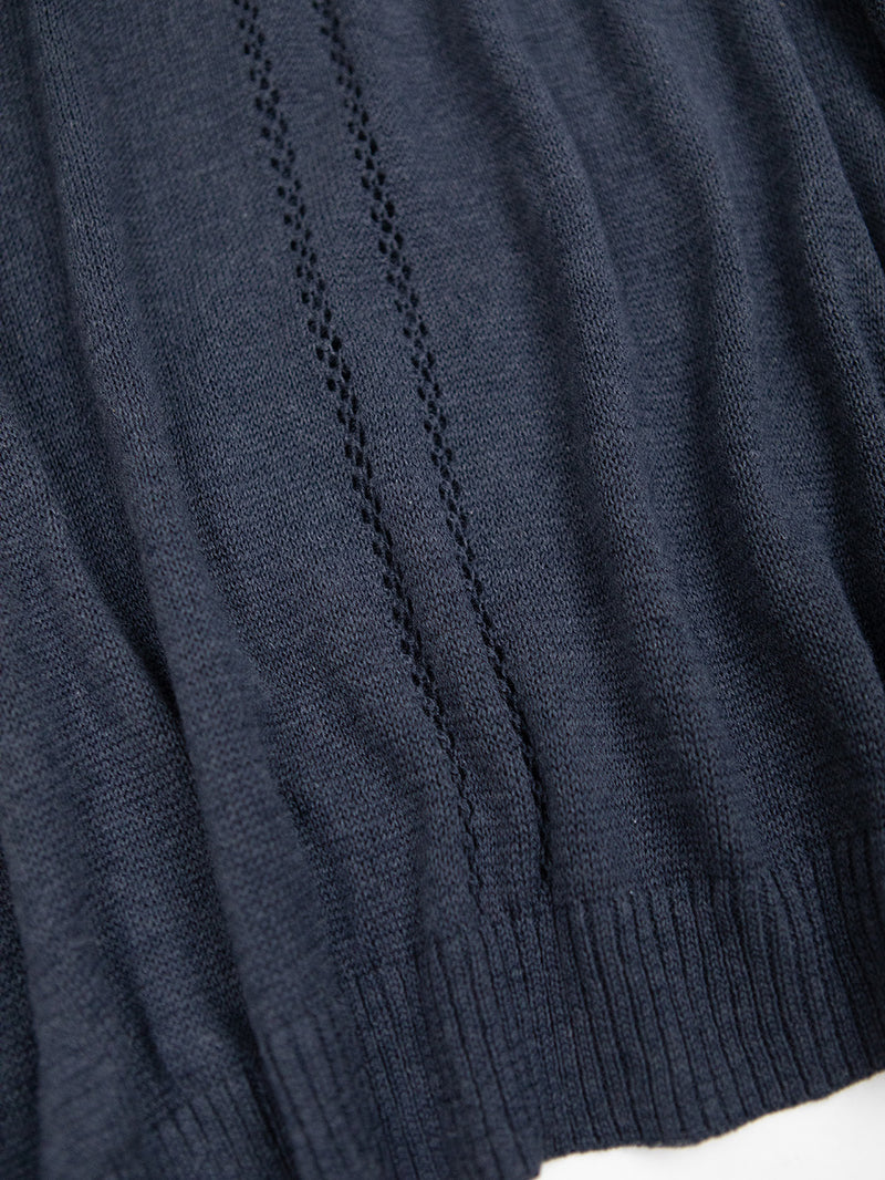 Pima Cotton V Neck Cocoon Sweater in Aegean