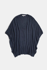 Pima Cotton V Neck Cocoon Sweater in Aegean