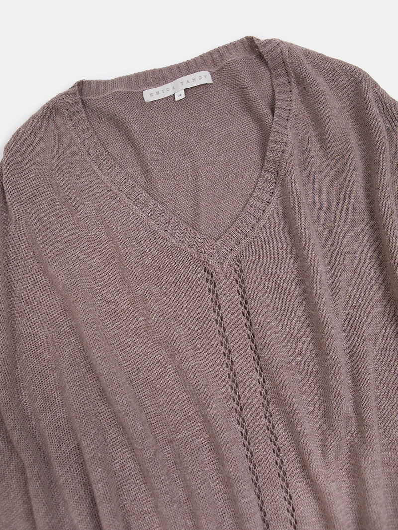 Pima Cotton V Neck Cocoon Sweater in Haze