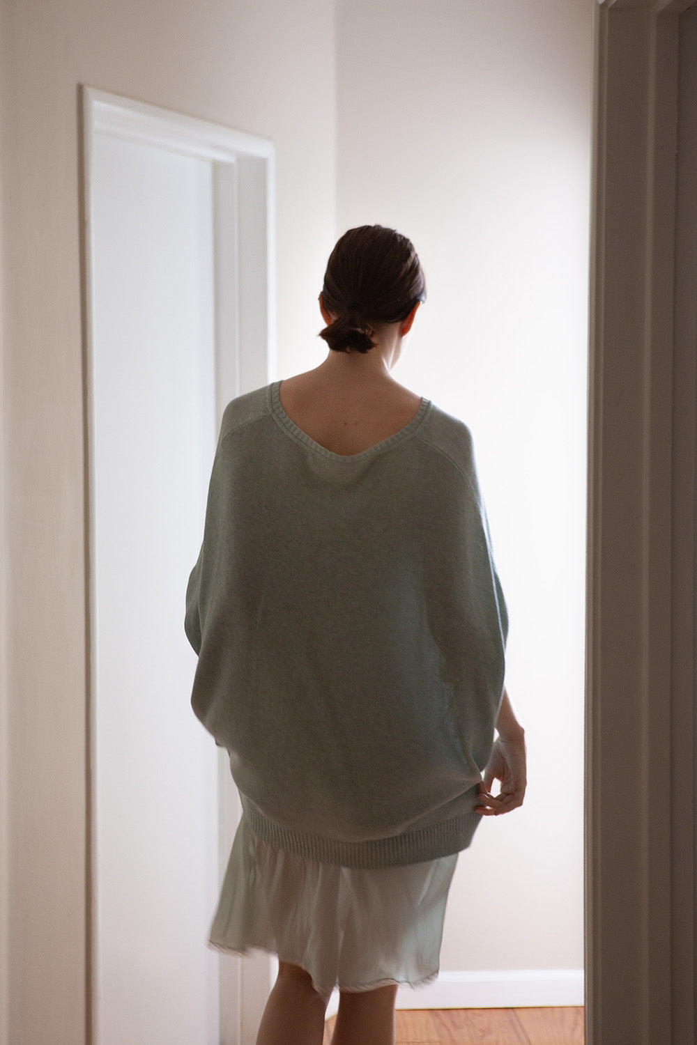 Pima Cotton V Neck Cocoon In Mist