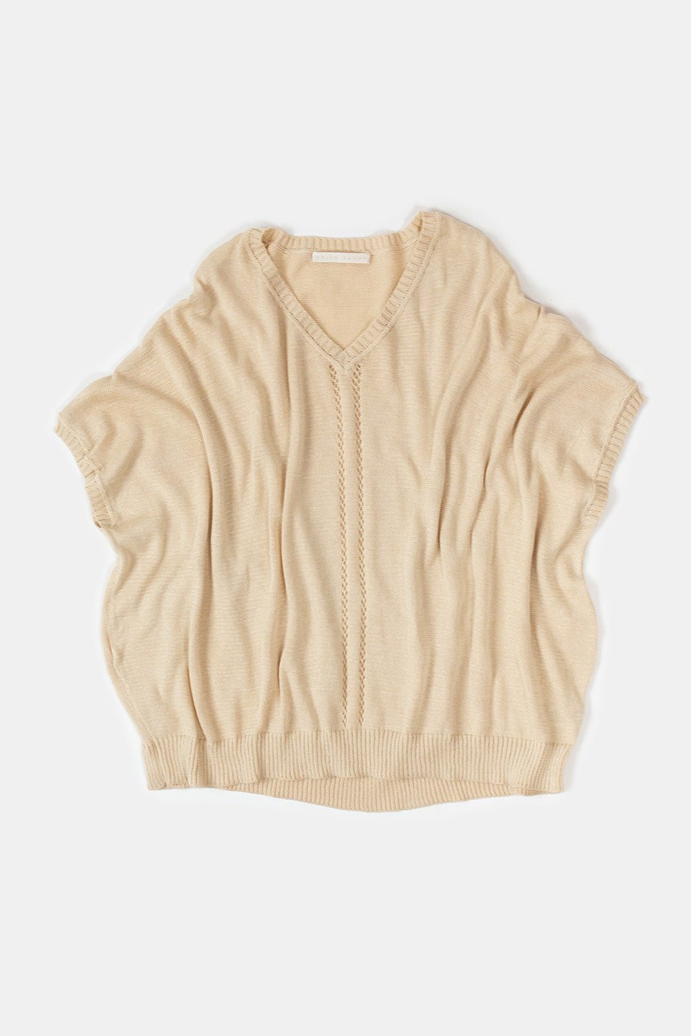Pima Cotton V Neck Cocoon Sweater in Natural