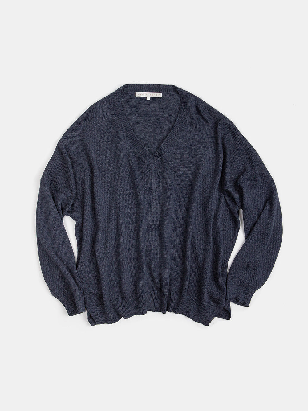 Pima Cotton V Neck Pullover in Aegean