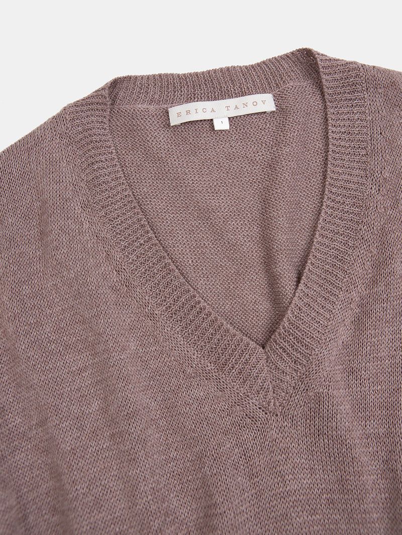 Pima Cotton V Neck Pullover in Haze