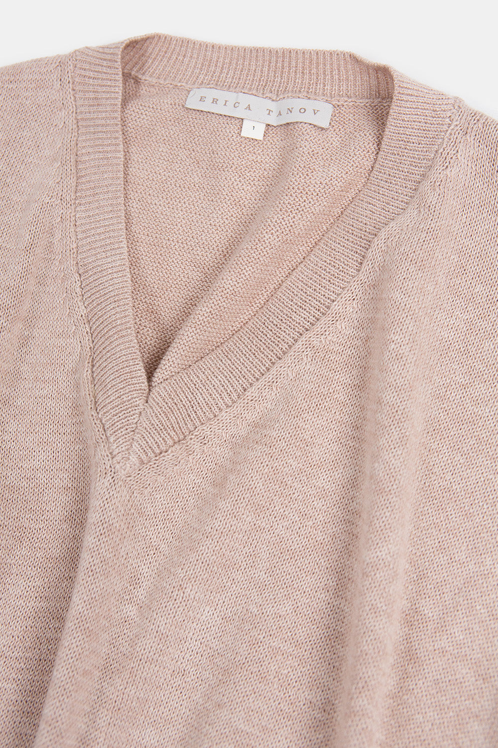 Anna Pima Cotton V Neck Pullover in Twig