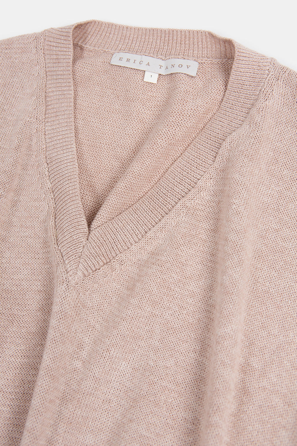 Pima Cotton V Neck Pullover in Twig