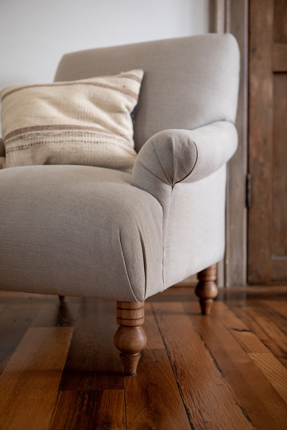 Yves Chair in Natural Linen and White Oak - Floor Model