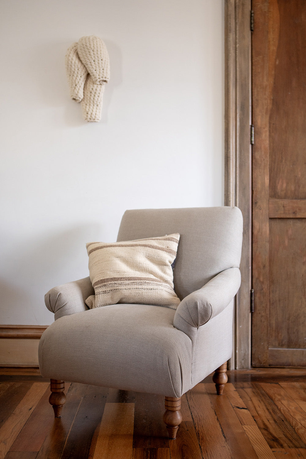 Yves Chair in Natural Linen and White Oak - Floor Model