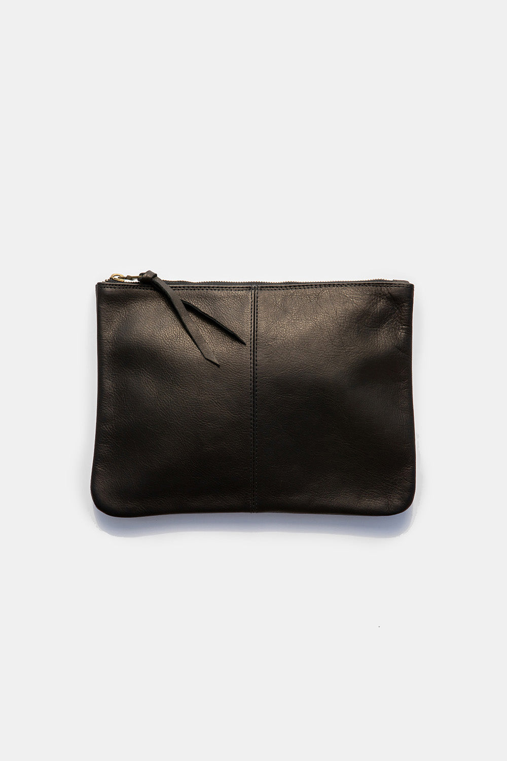 Elke Leather Zip Clutch in Black