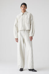 Closed Cropped Zip Jacket in Creme