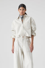 Closed Cropped Zip Jacket in Creme