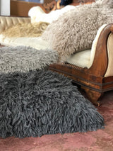 Wool and Alpaca Shag Floor Pillow in Charcoal