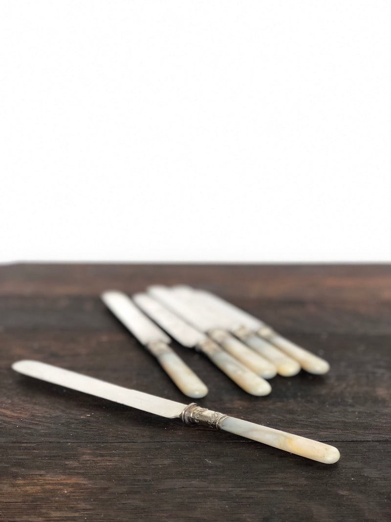 Set of 6 Silver and Mother of Pearl Knives