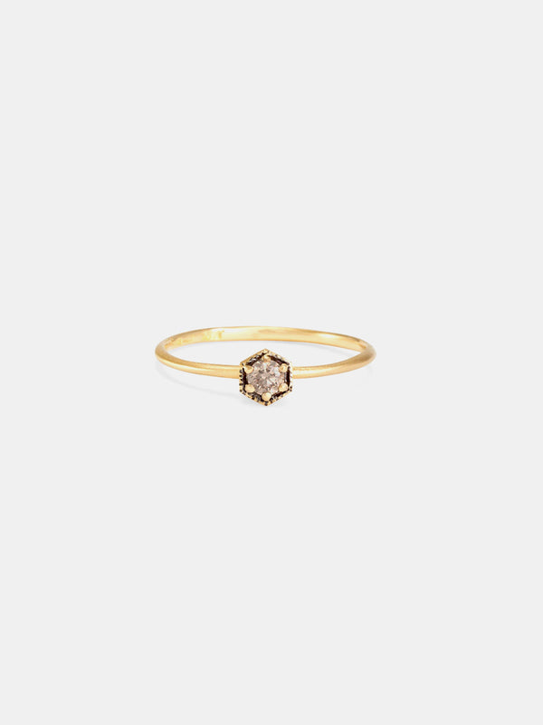 Satomi Kawakita 18K Brown Diamond Hexagon Ring