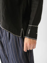 Aarika Linen Hand Embroidered Top in Black