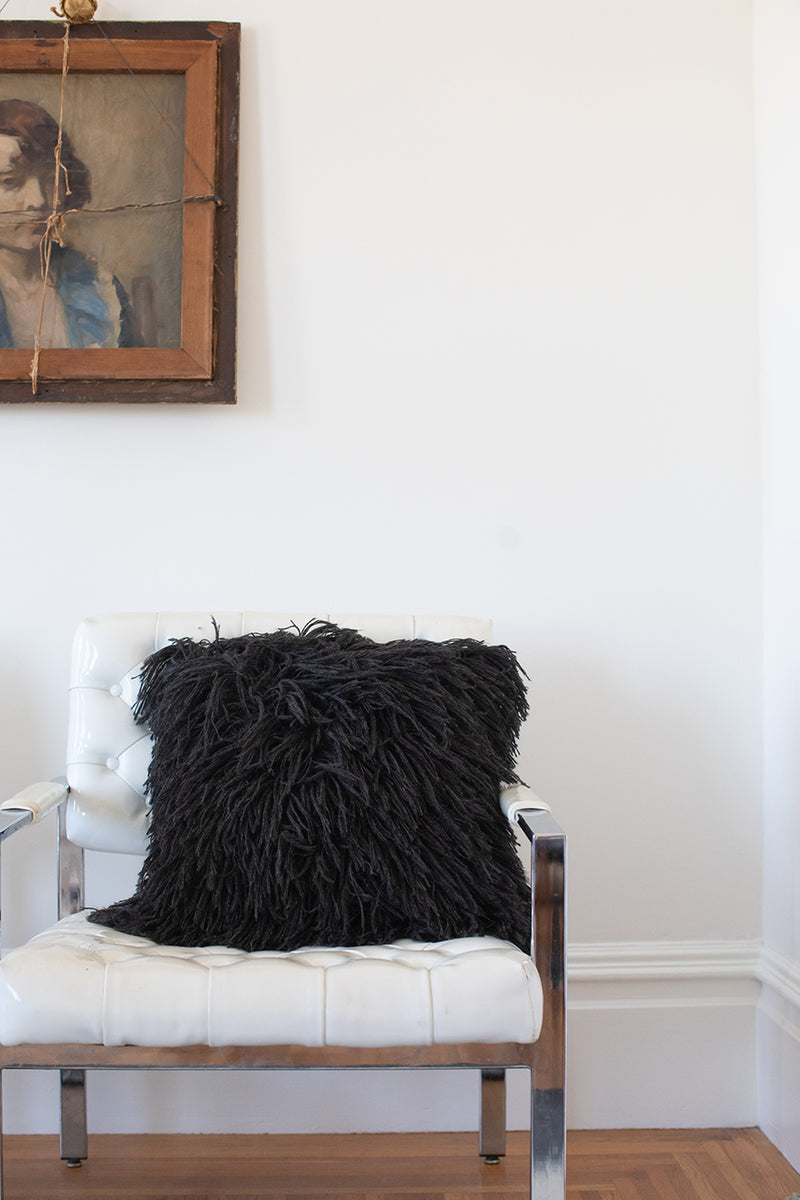 Baby Alpaca Shag Pillow in Charcoal