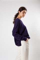 Alpaca V Neck Pullover in Midnight