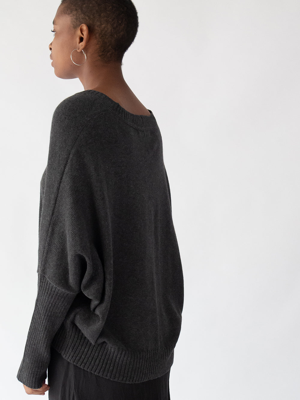 Pima Cotton Box Cardigan in Charcoal