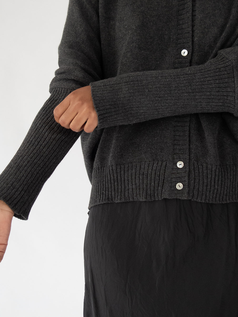 Pima Cotton Box Cardigan in Charcoal