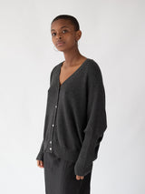 Pima Cotton Box Cardigan in Charcoal
