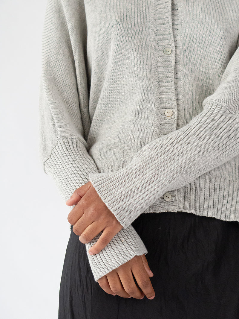 Pima Cotton Box Cardigan in Light Grey