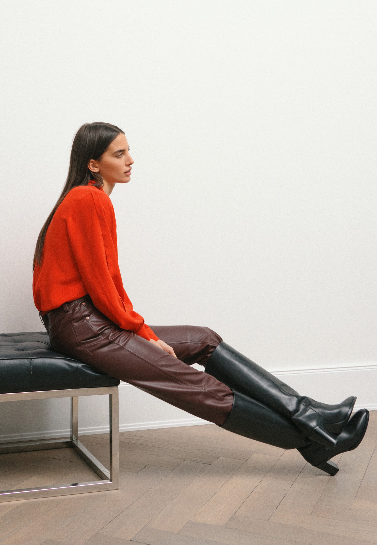 Closed Briston Leather Pants in Tea Rose