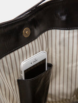 Elio Leather Buckle Bag in Black