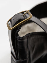 Elio Leather Buckle Bag in Black