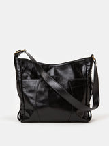Elio Leather Buckle Bag in Black