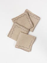 Mountain Cocktail Napkin in Hand-embroidered Natural Linen